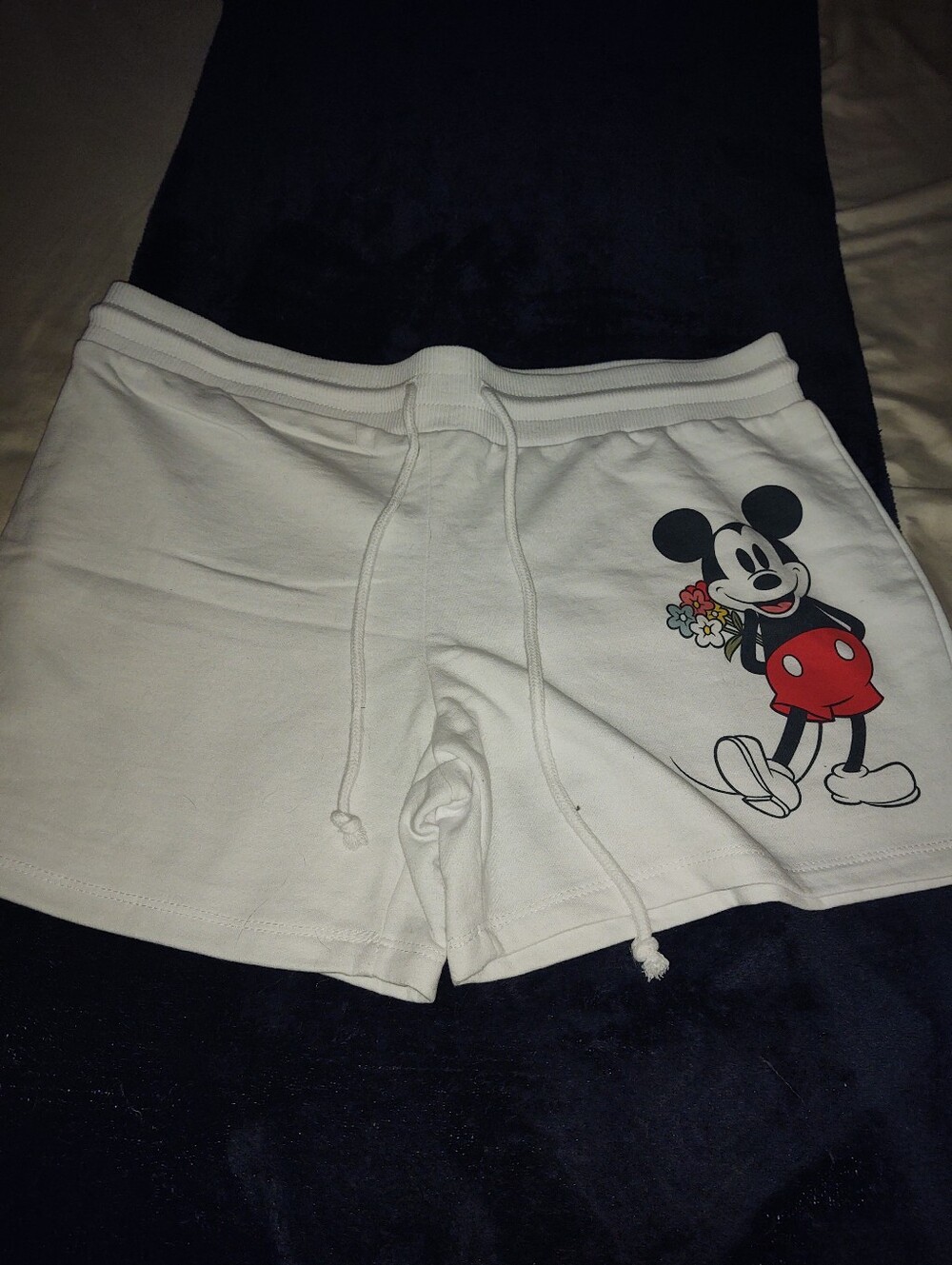 White Mickey Mouse Graphic Lounge Shorts